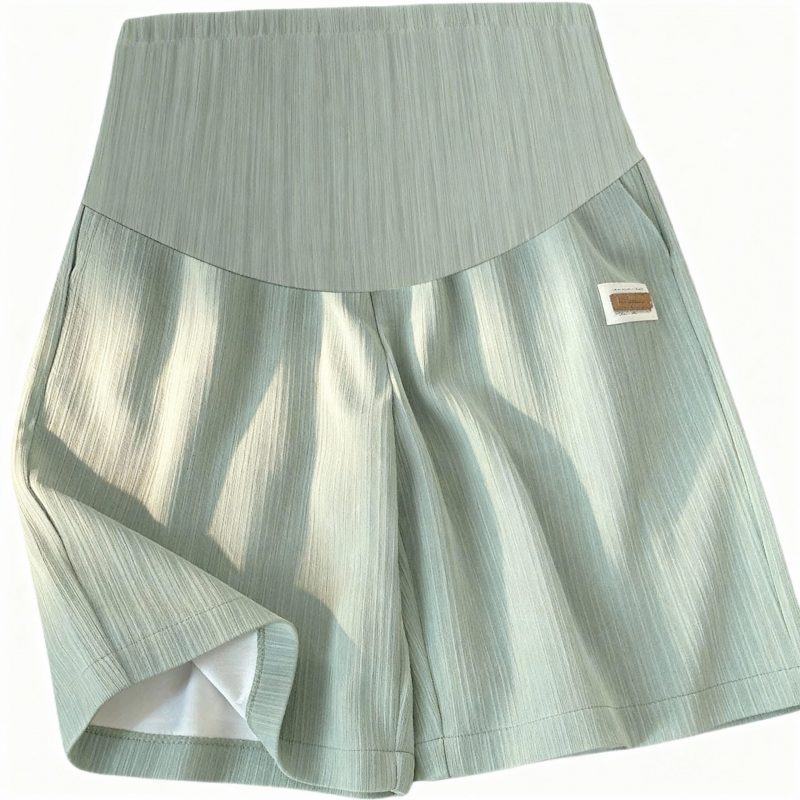 Short rayé de maternité en soie glacée à poche