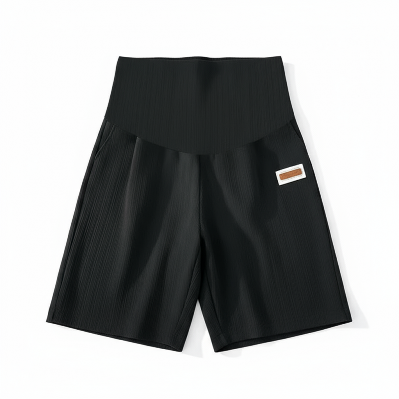 Short rayé de maternité en soie glacée à poche