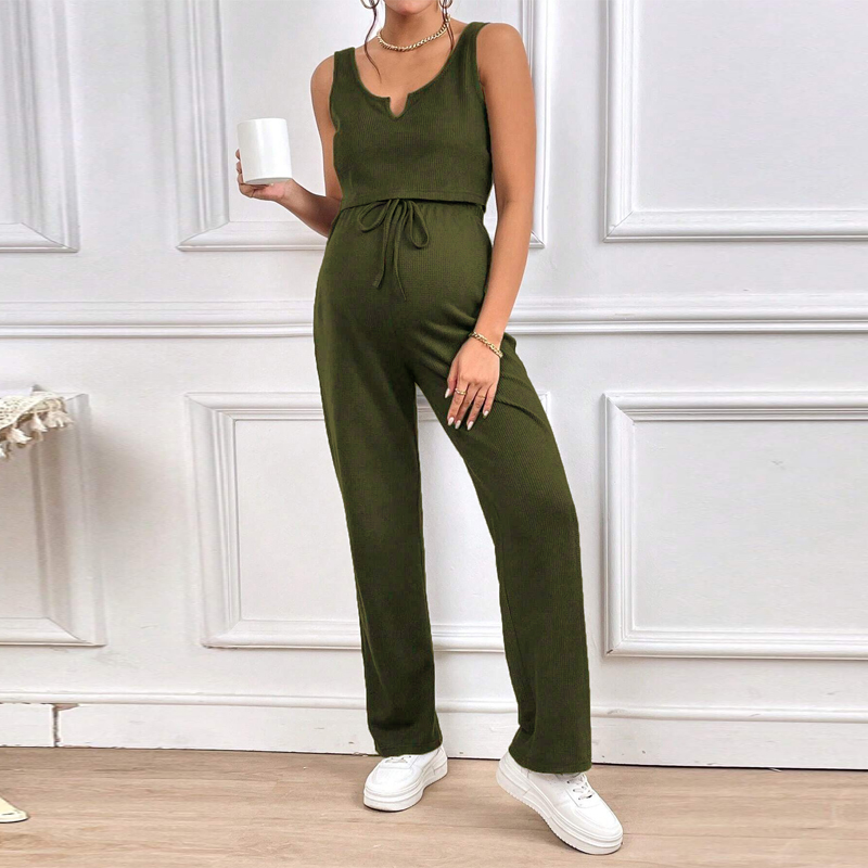 Ensemble de vêtements de maternité 2 pièces débardeurs solides et pantalons amples