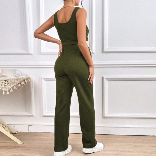 Ensemble de vêtements de maternité 2 pièces débardeurs solides et pantalons amples