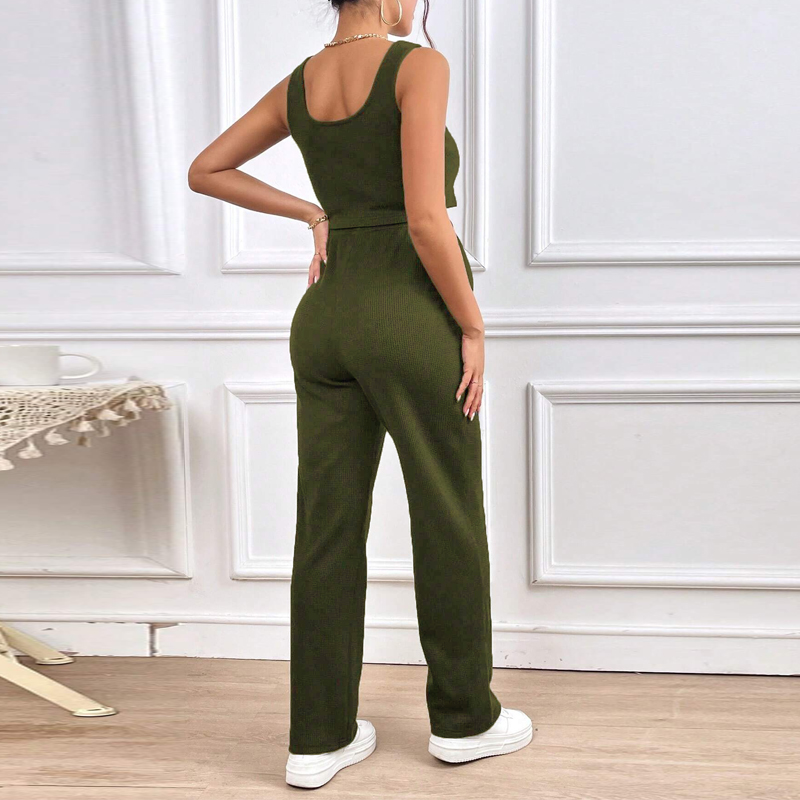 Ensemble de vêtements de maternité 2 pièces débardeurs solides et pantalons amples