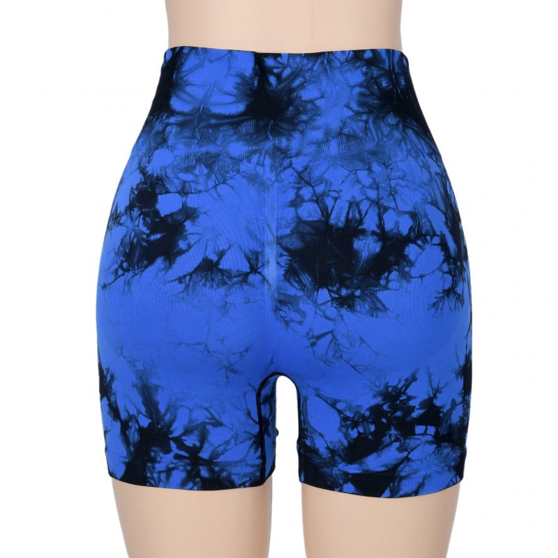 Short de sport taille haute imprimé tie-dye pour femme