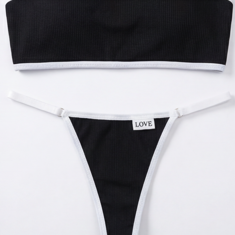 Ensemble lingerie femme : soutien-gorge sans armature et string sexy