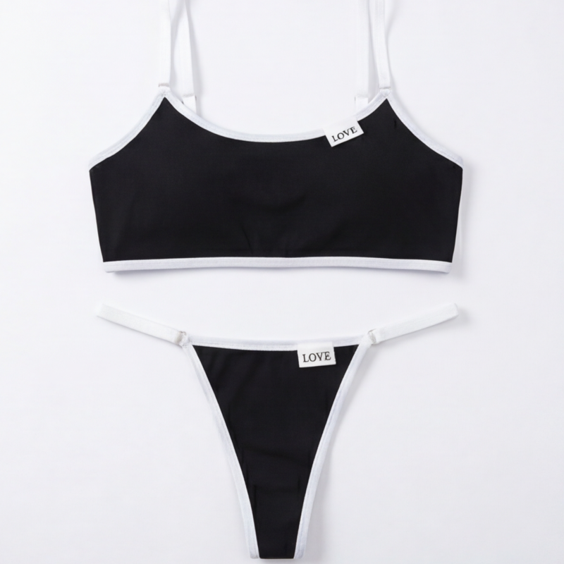 Ensemble lingerie femme : soutien-gorge sans armature et string sexy