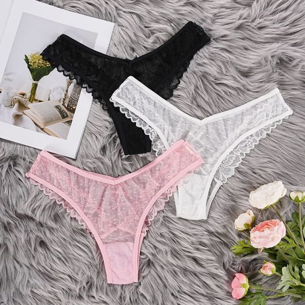 CcOPZqtA Tanga en dentelle florale contrastée