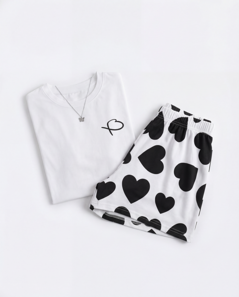 Ensemble de pyjama court à volants pour femme