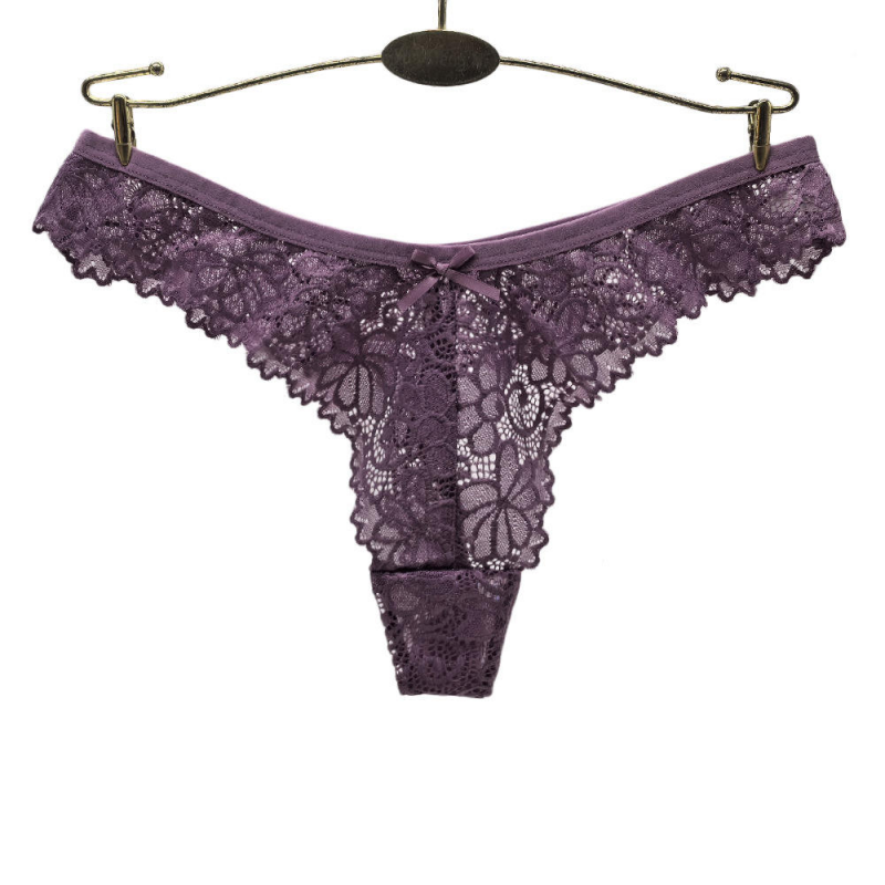 Tanga en dentelle transparente pour femmes