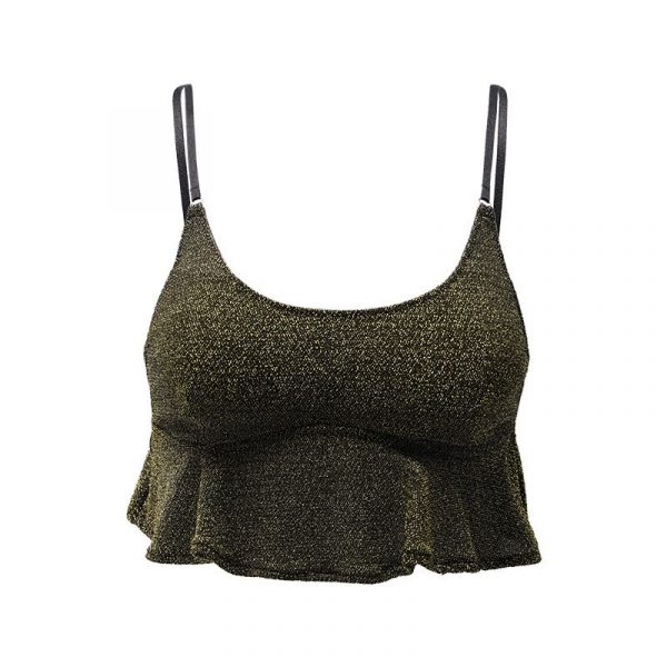 Camisole dos nu à bretelles spaghetti en tissu scintillan