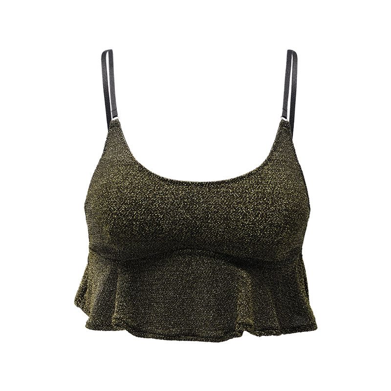 Camisole dos nu à bretelles spaghetti en tissu scintillan