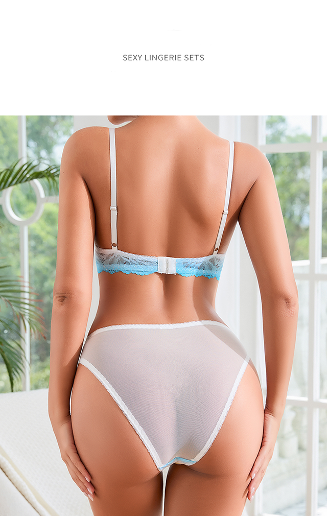 Ensemble soutien-gorge et culotte en dentelle transparente