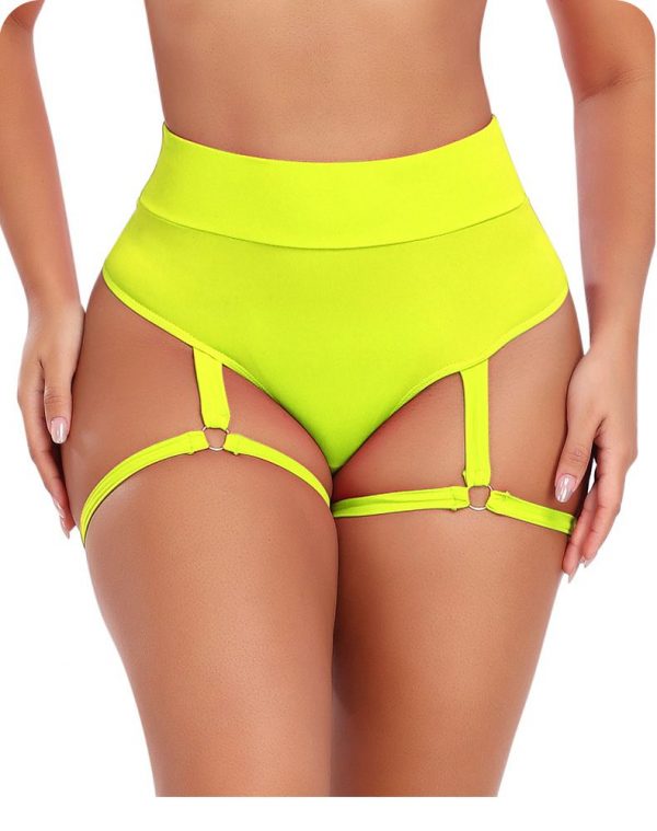 Culotte moulante taille haute avec jarretière intégrée.