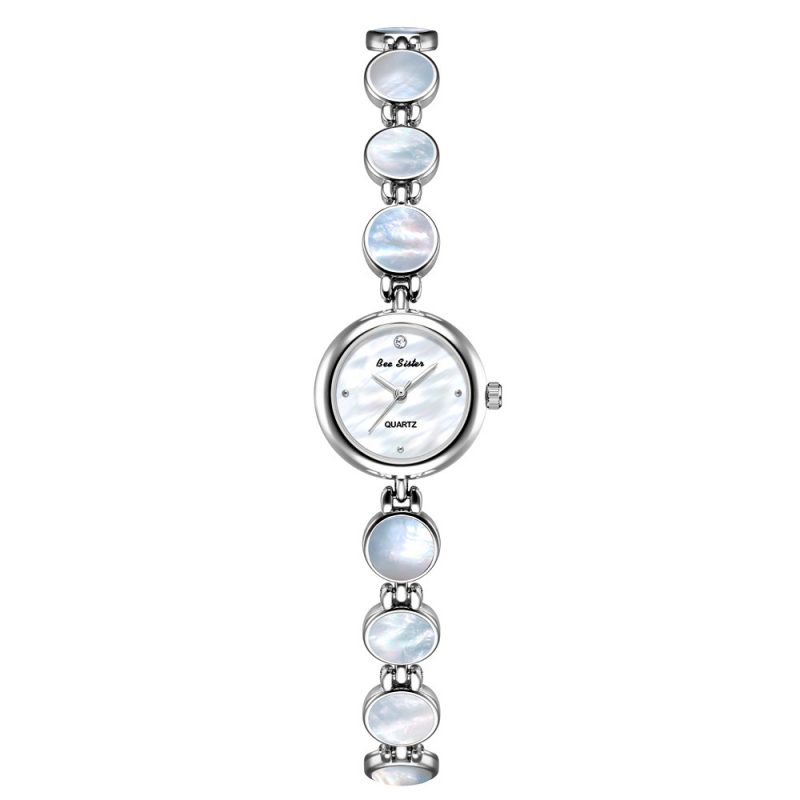 Élégante montre ronde en acier inoxydable, mouvement Quartz