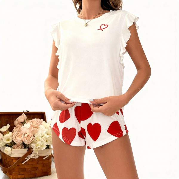 Ensemble de pyjama court à volants pour femme