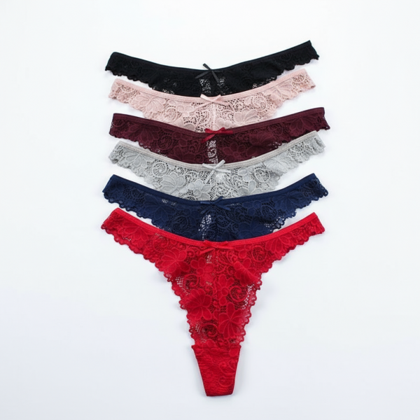 Tanga en dentelle transparente pour femmes