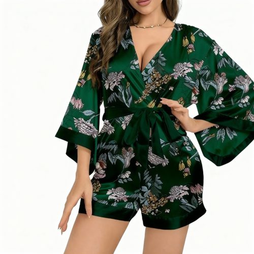 Robe de nuit en satin à imprimé floral