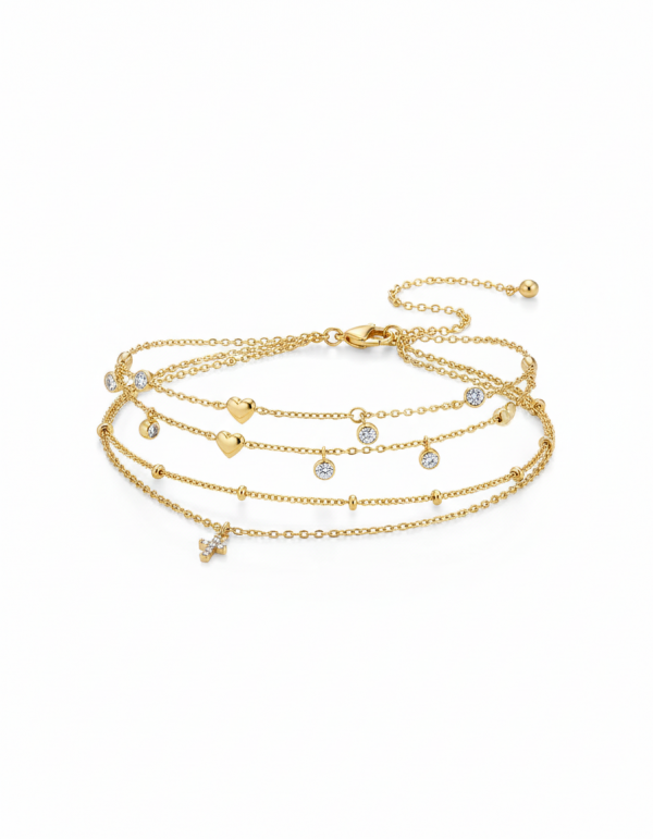 Bracelet de Cheville Multicouche en Strass