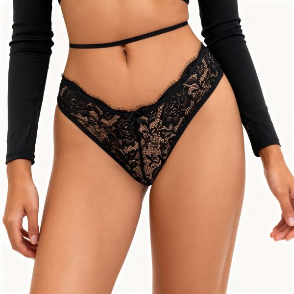 Tanga sexy à bretelles croisées en dentelle pour femmes