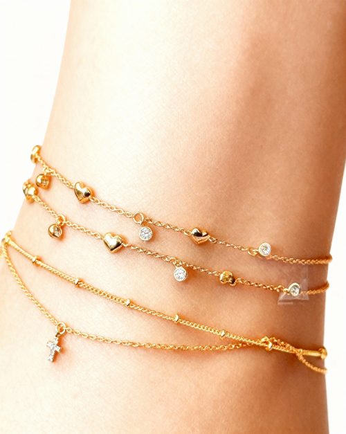 Bracelet de Cheville Multicouche en Strass