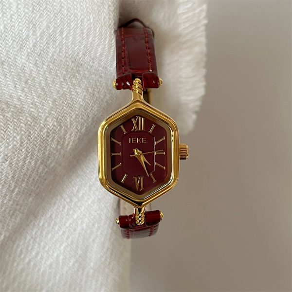 jhk - Copie Élégante montre ronde en cuir avec affichage à chiffres romains