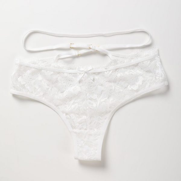 Tanga sexy à bretelles croisées en dentelle pour femmes