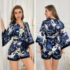 model3wq Robe de nuit en satin à imprimé floral
