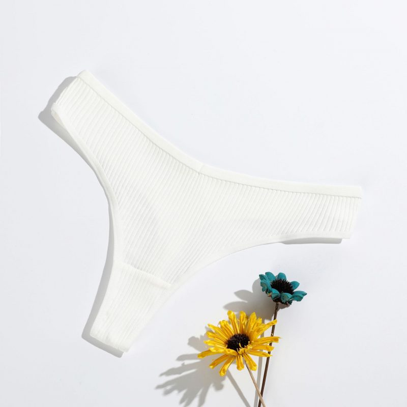 sku-白色-1 Tanga taille basse en coton modal pour femmes