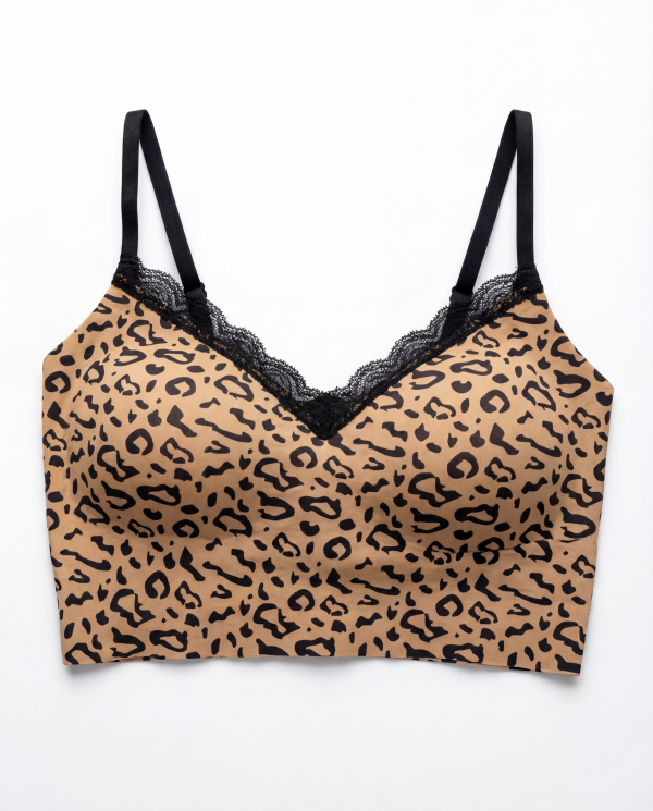 Soutien-Gorge Sans Couture Léopard en Dentelle – Confort Absolu Sans Armature