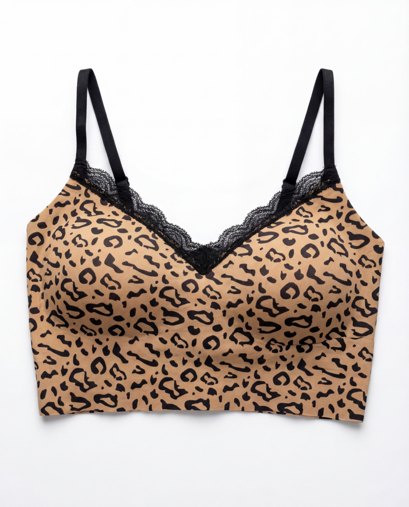 Soutien-Gorge Sans Couture Léopard en Dentelle – Confort Absolu Sans Armature