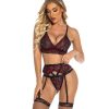 Ensemble lingerie sexy col V profond – Soutien-gorge et string