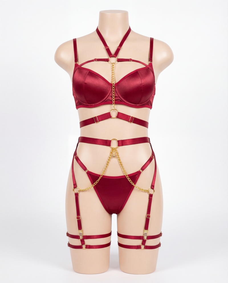 Generated with Kive.ai - AMELIORE LA QUALITE DE L IMAGE EN FOND BLANC (16) Lingerie femme à lacets avec bretelles réglables – Confort et séduction