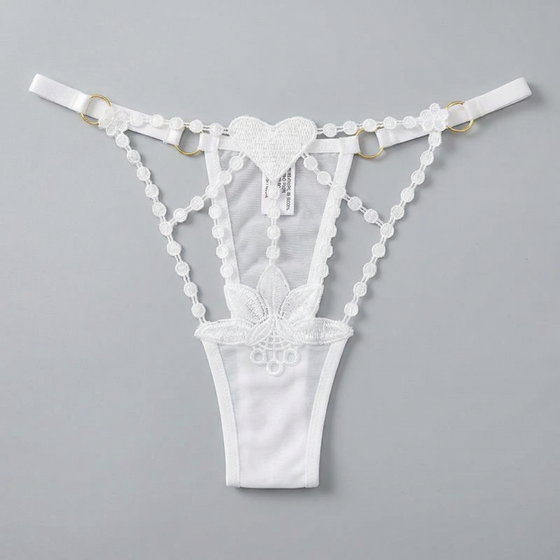 String Sexy en Dentelle Brodée & Jeu de Brides Ajustables