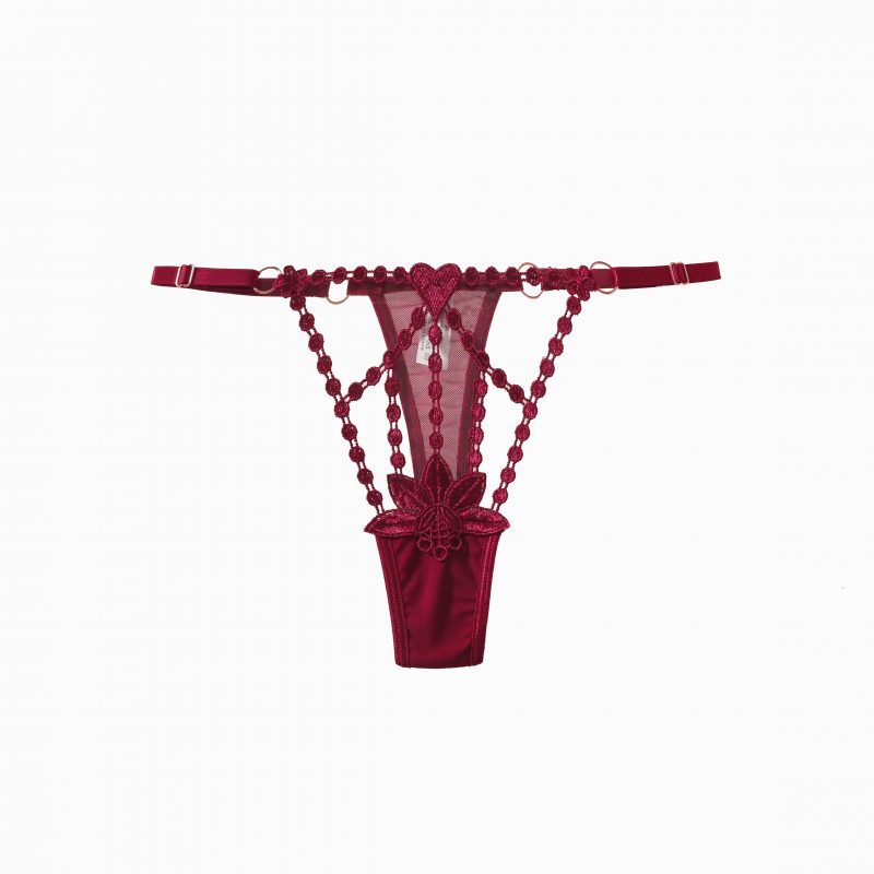 String Sexy en Dentelle Brodée & Jeu de Brides Ajustables