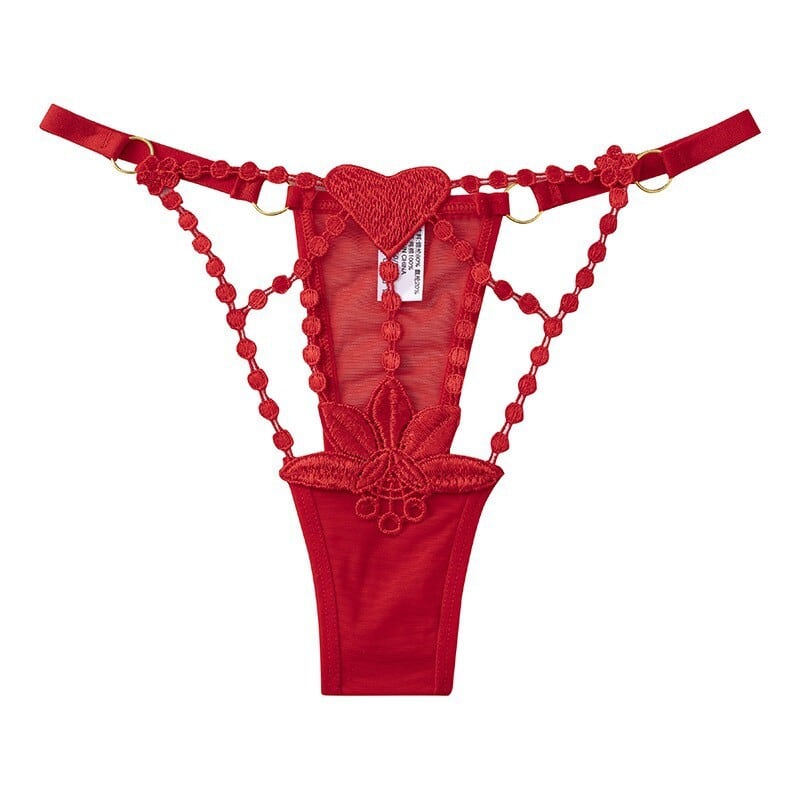 String Sexy en Dentelle Brodée & Jeu de Brides Ajustables