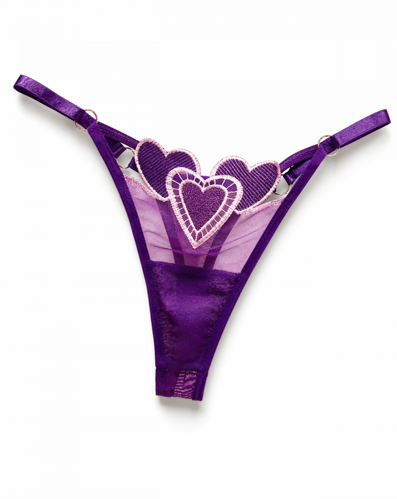 String Transparent Brodé Cœur