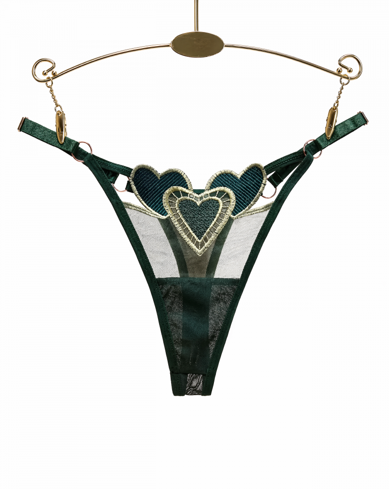 String Transparent Brodé Cœur