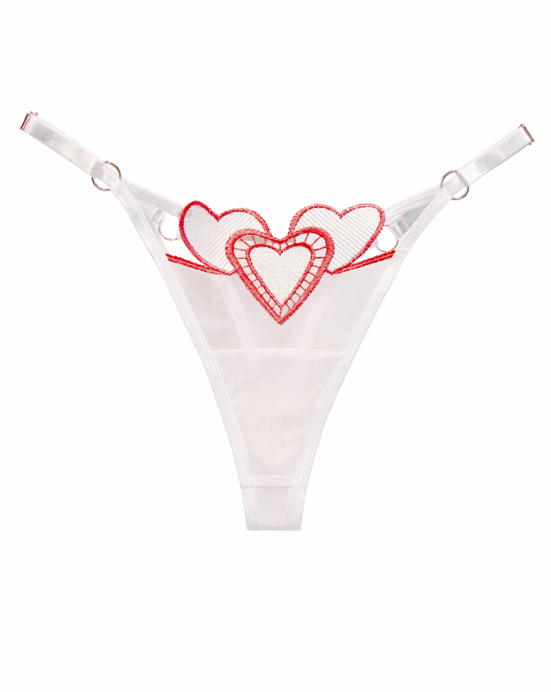 String Transparent Brodé Cœur